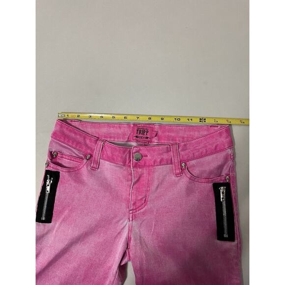 TRIPP NYC DAANG GOODMAN pants womens 7 pink zipper pockets Goth Steampunk Skulls - Picture 6 of 7